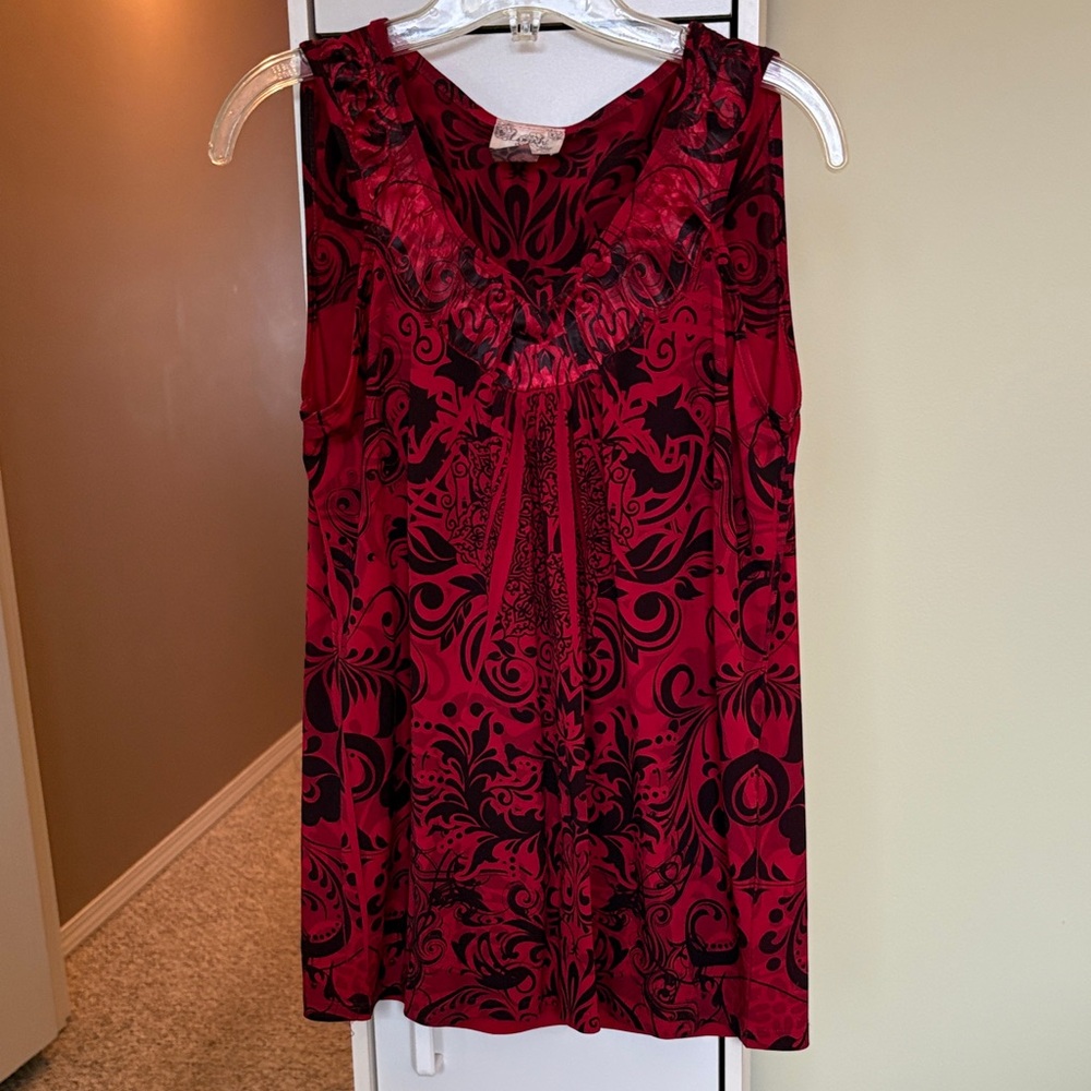 Lavish Scarlet and Ebony Floral Blouse